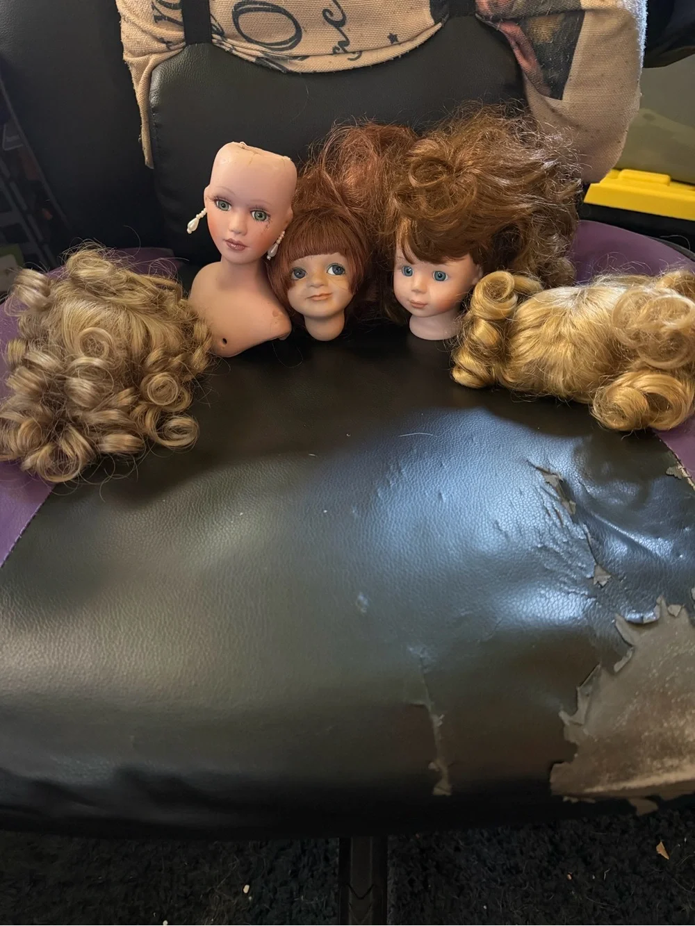 Vintage Doll Heads with wigs lot Blonde, Red, Light Brown
